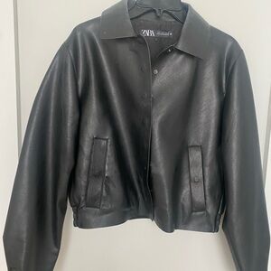 Zara Women's Classic Black Leather Jacket